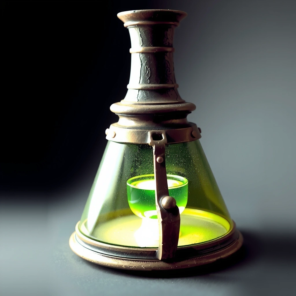 Stylized flask with shimmering elixir